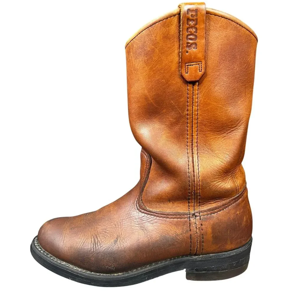 Vintage Red Wing 1198 Pecos Brown Leather Soft Toe Western Boot Size 8.5 D